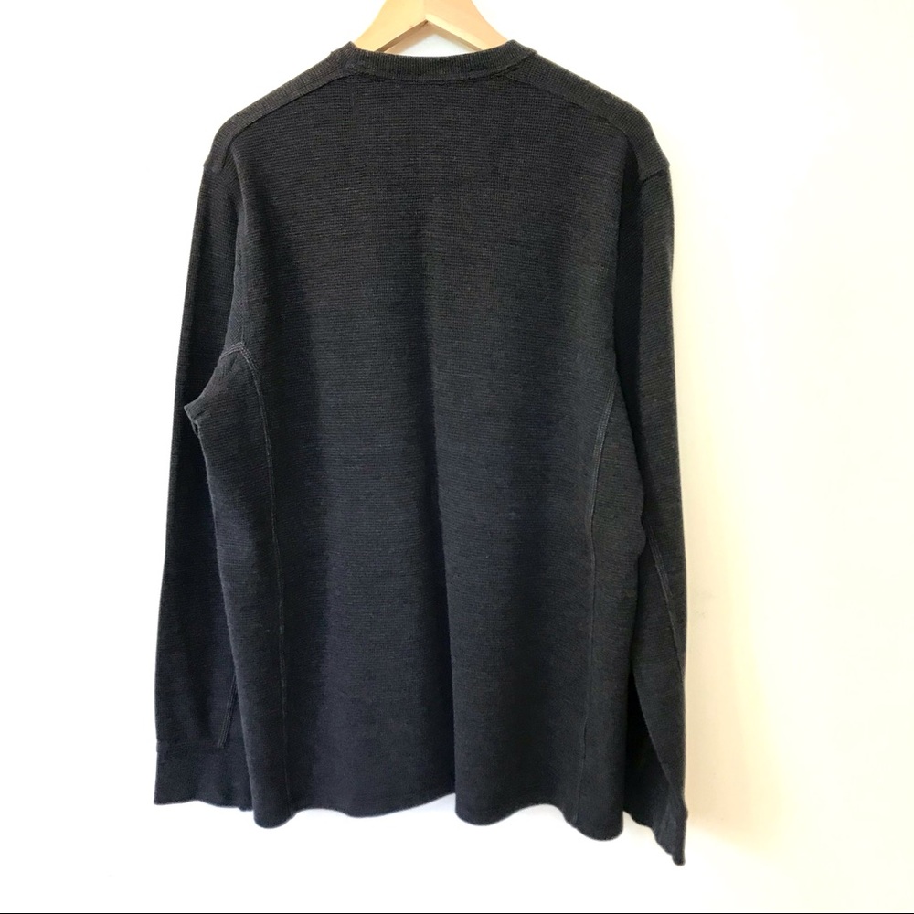 EDDIE BAUER Waffle Shirt Charcoal Crew Neck Long Sleeve Side Panels XL - Picture 4 of 11